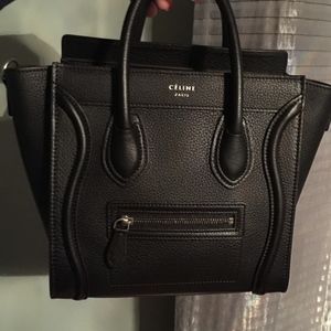 Celine Black Nano Luggage in Drummed Calfskin